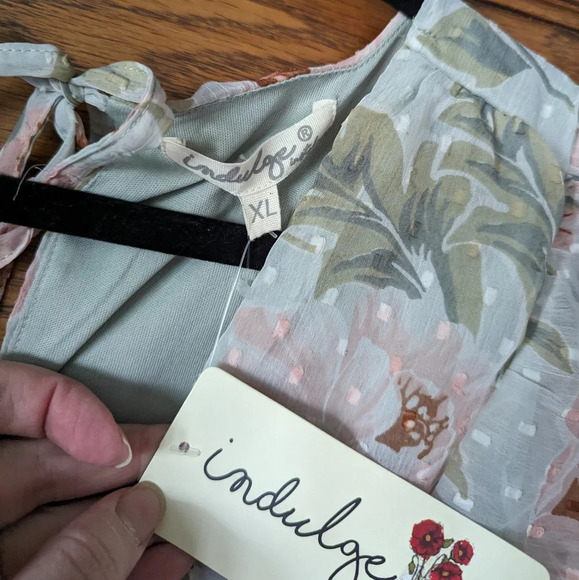 NWT Indulge in Style Pastel Floral Print Lined Ruffle V Neck Midi Dress Size XL - Picture 10 of 10